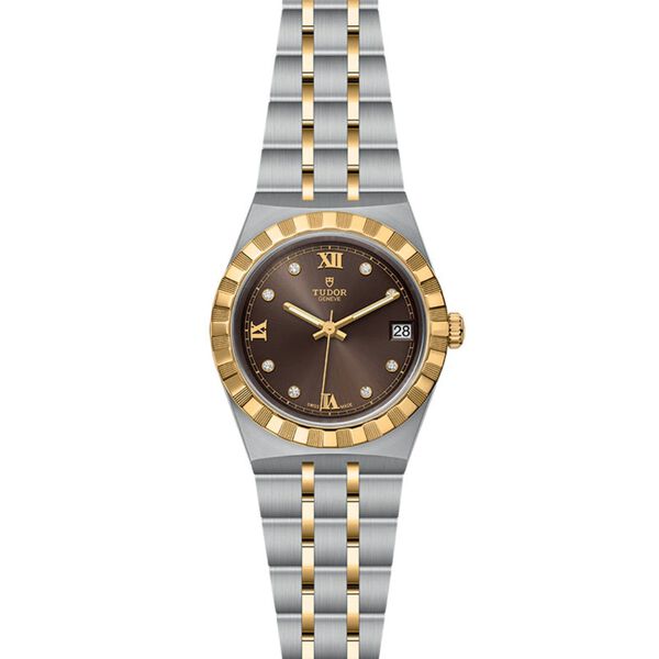 TUDOR Royal 34 mm automatique en or jaune, acier inoxydable et diamants